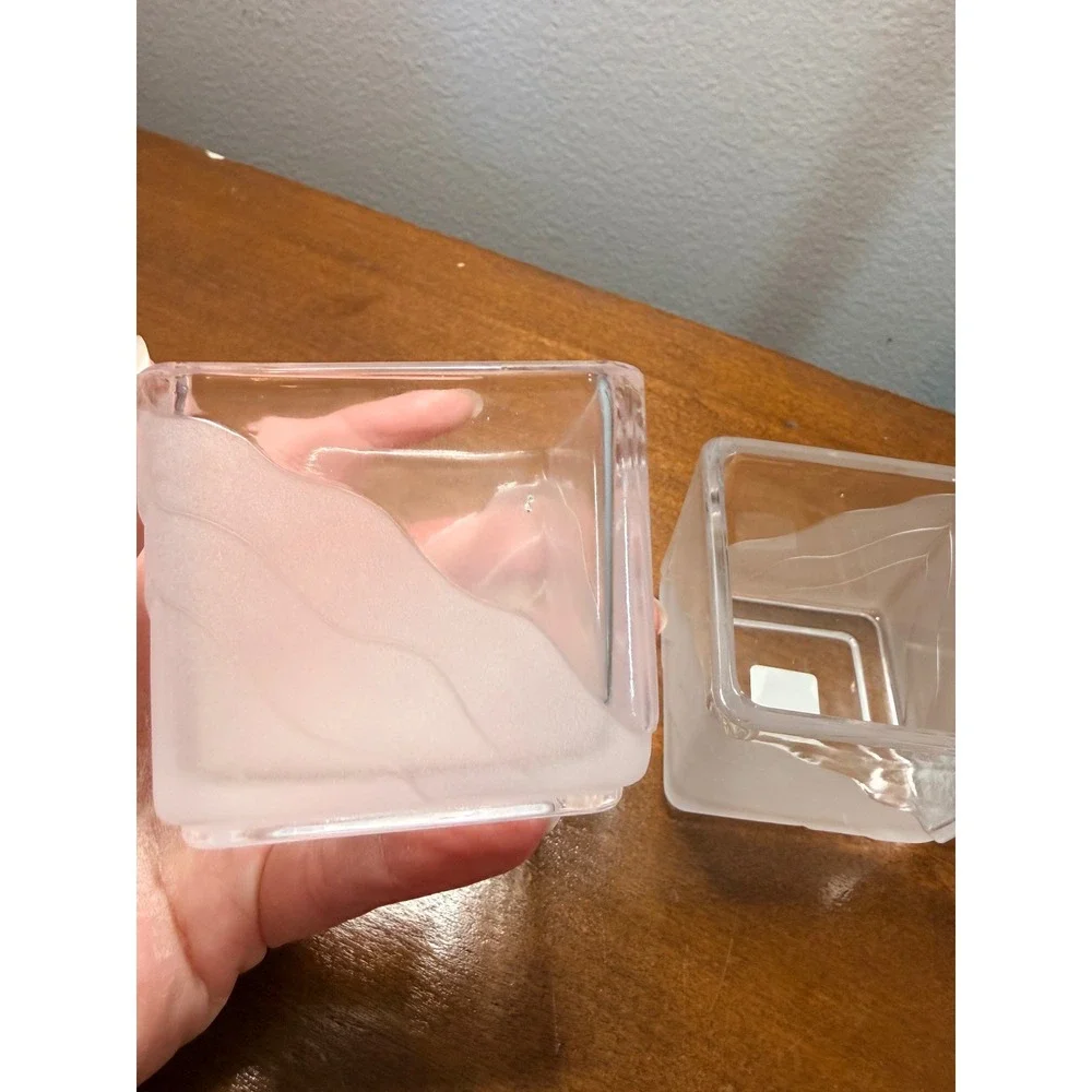 PartyLite Cirrus Pair Square Glass Votive Tealight Candle Holder Set of 2 Boxed - Picture 4 of 10
